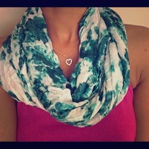 Charming Charlie Teal & White Infinity Scarf
